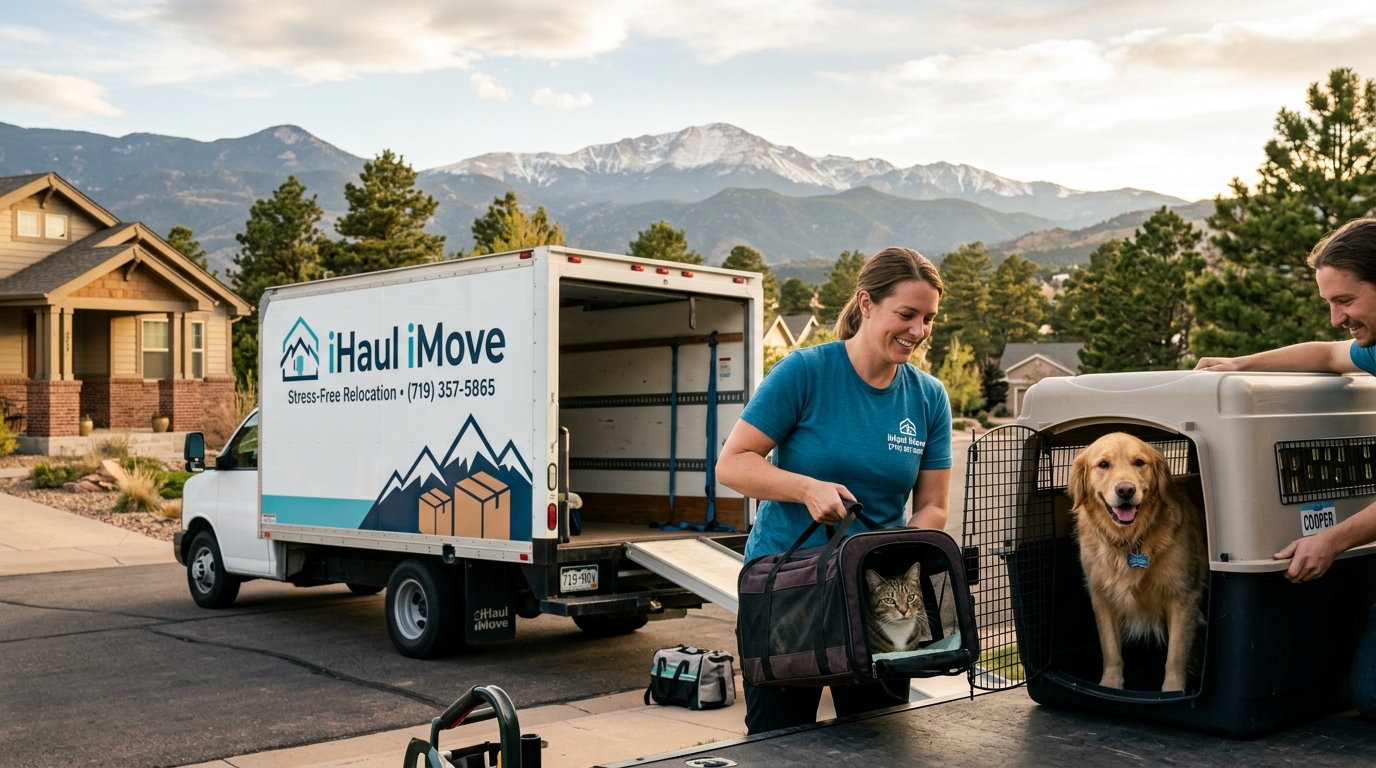 Dog adjusting to Colorado Springs altitude with Pikes Peak in the background
